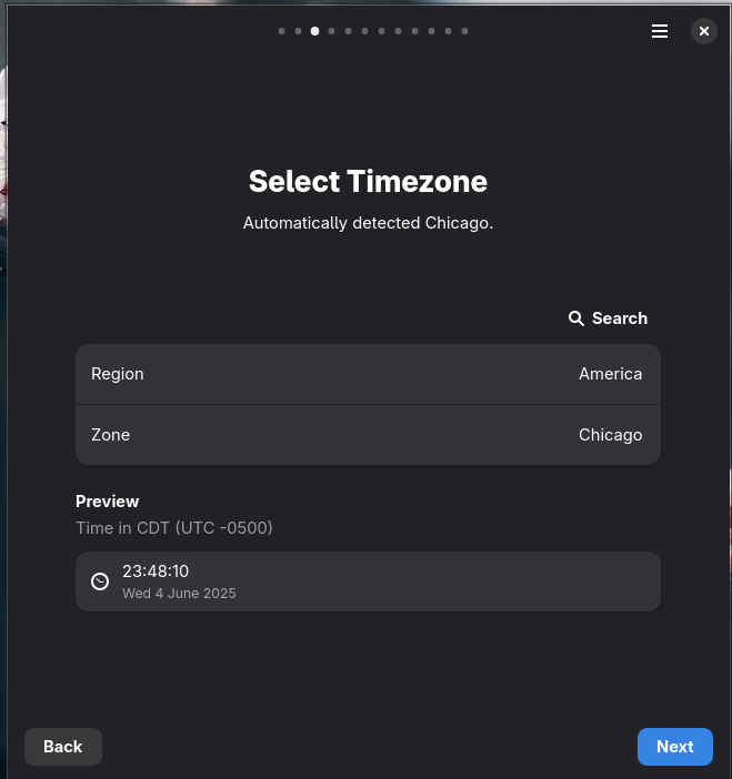Select timezone